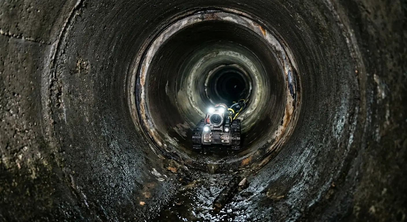 Robotic sewer camera inspecting pipe interior for Sewer Line Cleaning in Bothell East